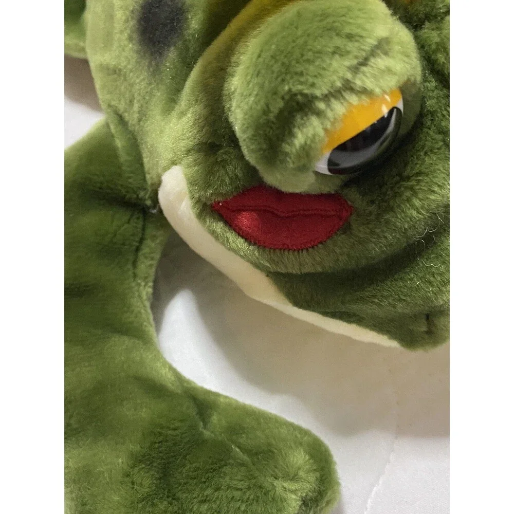 Prince Frog 14” Plush Stuffed Animal handmade A & A Plush With Red Kiss